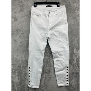 Veronica Beard Womens Jeans Kate High Rise Skinny  Sz 15 White Denim Ankle Snaps
